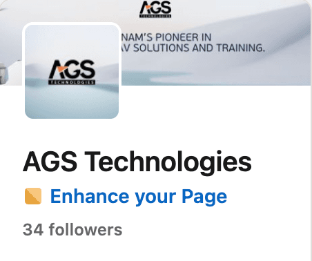 Trang LinkedIn AGS Technologies với 34 người theo dõi