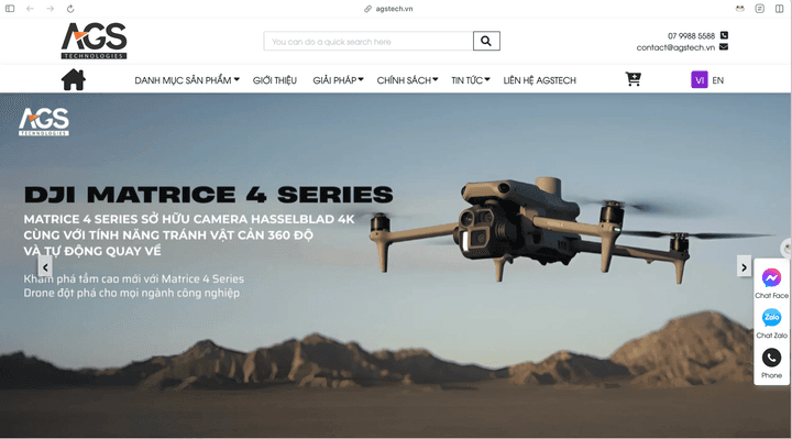 Trang chủ website agstech.vn giới thiệu dòng DJI Matrice 4 Series